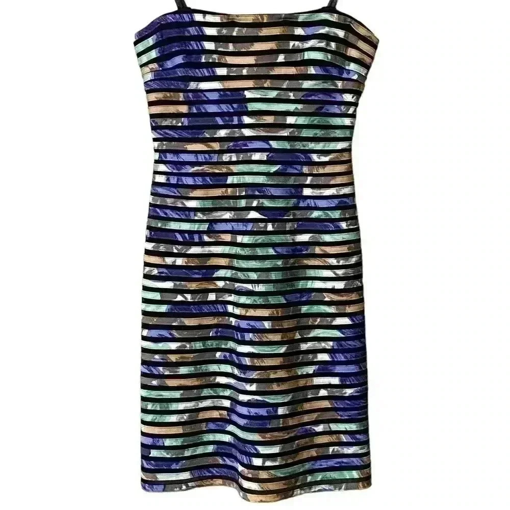BCBGMaxAzria Womens 2 Multicolor Silk Strapless Corset Mesh Bustier Top Preowned
